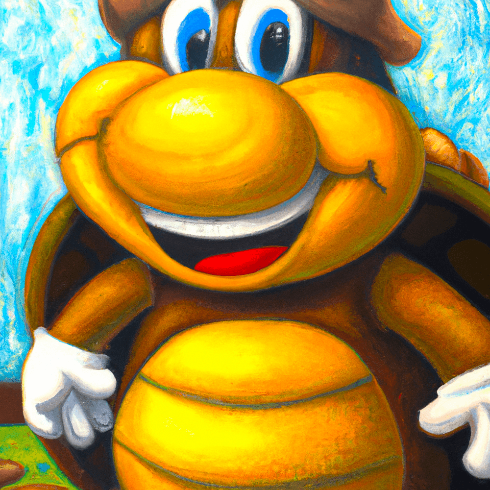 AI-generated oil painting of a Koopa Troopa from Super Mario