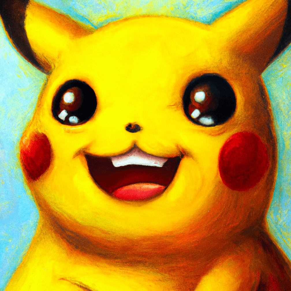 AI-generated oil painting of Pikachu